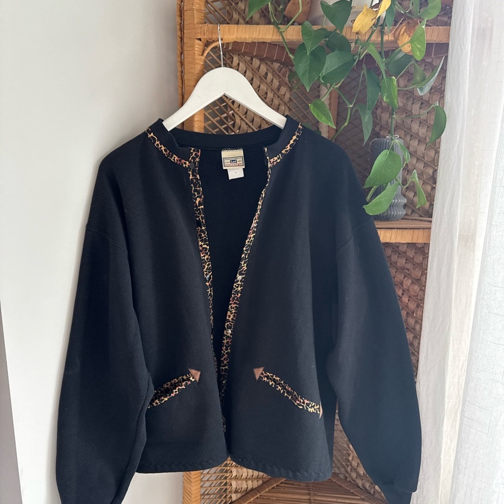 Lee Black Sweatshirt with Patterned Trim